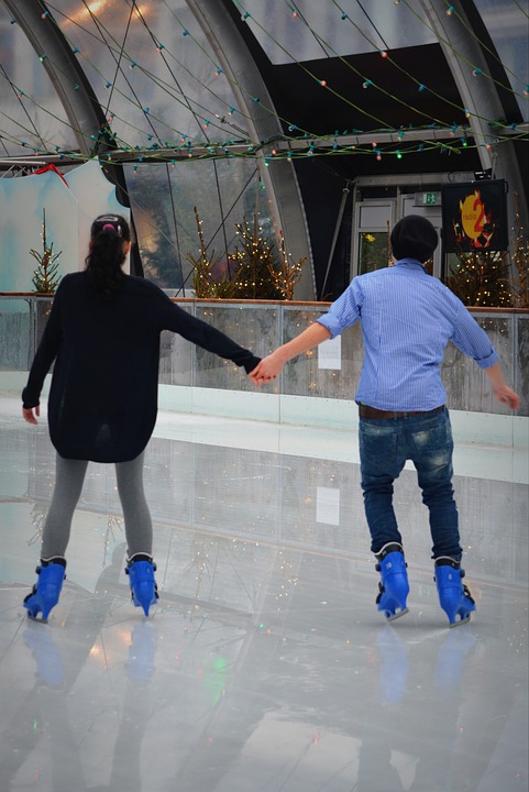 A couple ice skating